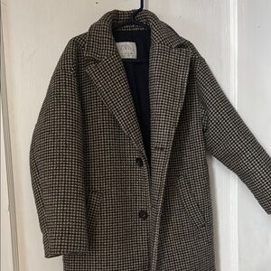 Zara Black and White Houndstooth Coat